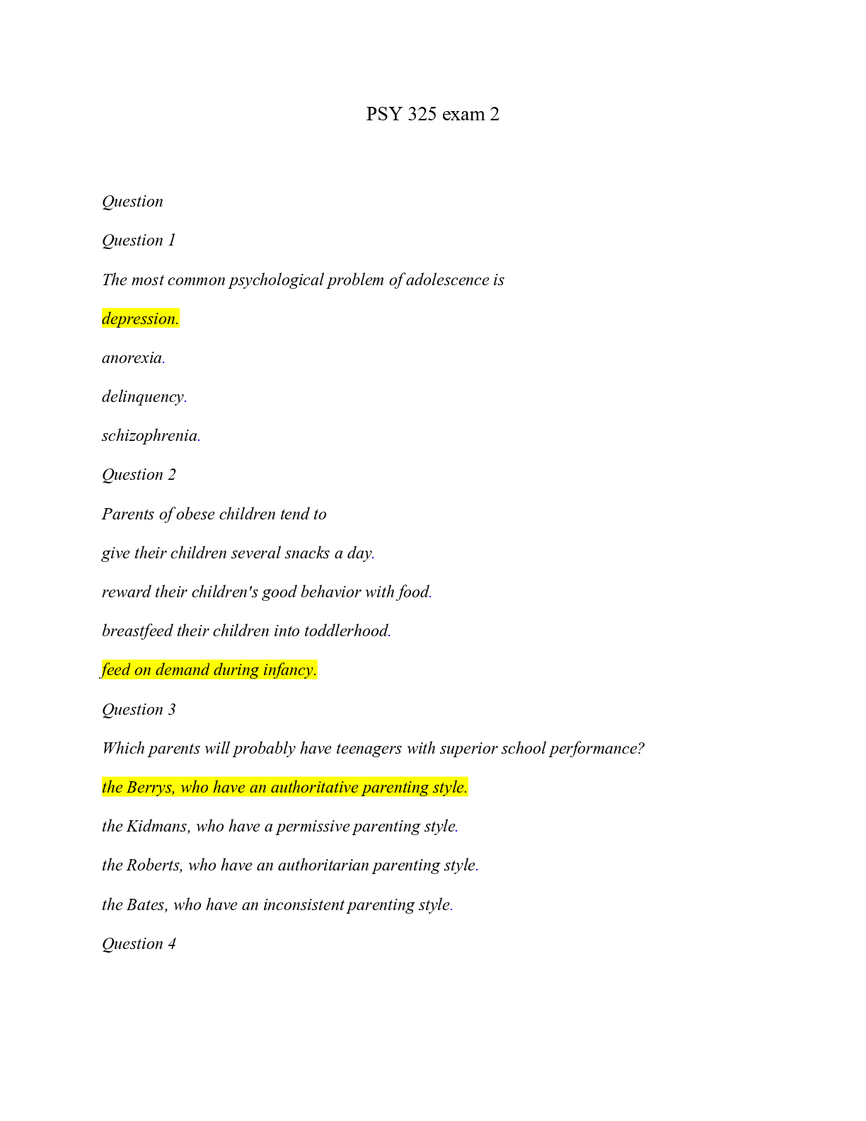 Preview of Saint Psy325 Exam 2 Latest (35 mcqs & 3 long questions)